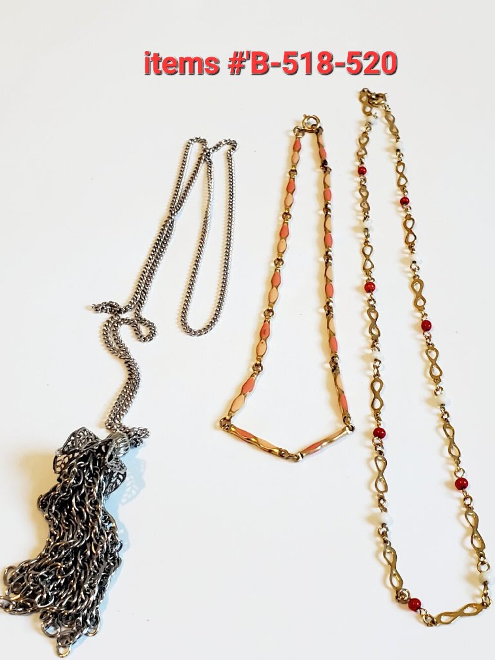 3 Necklaces , items # B- 518- 520,. wt. 41 grams.
